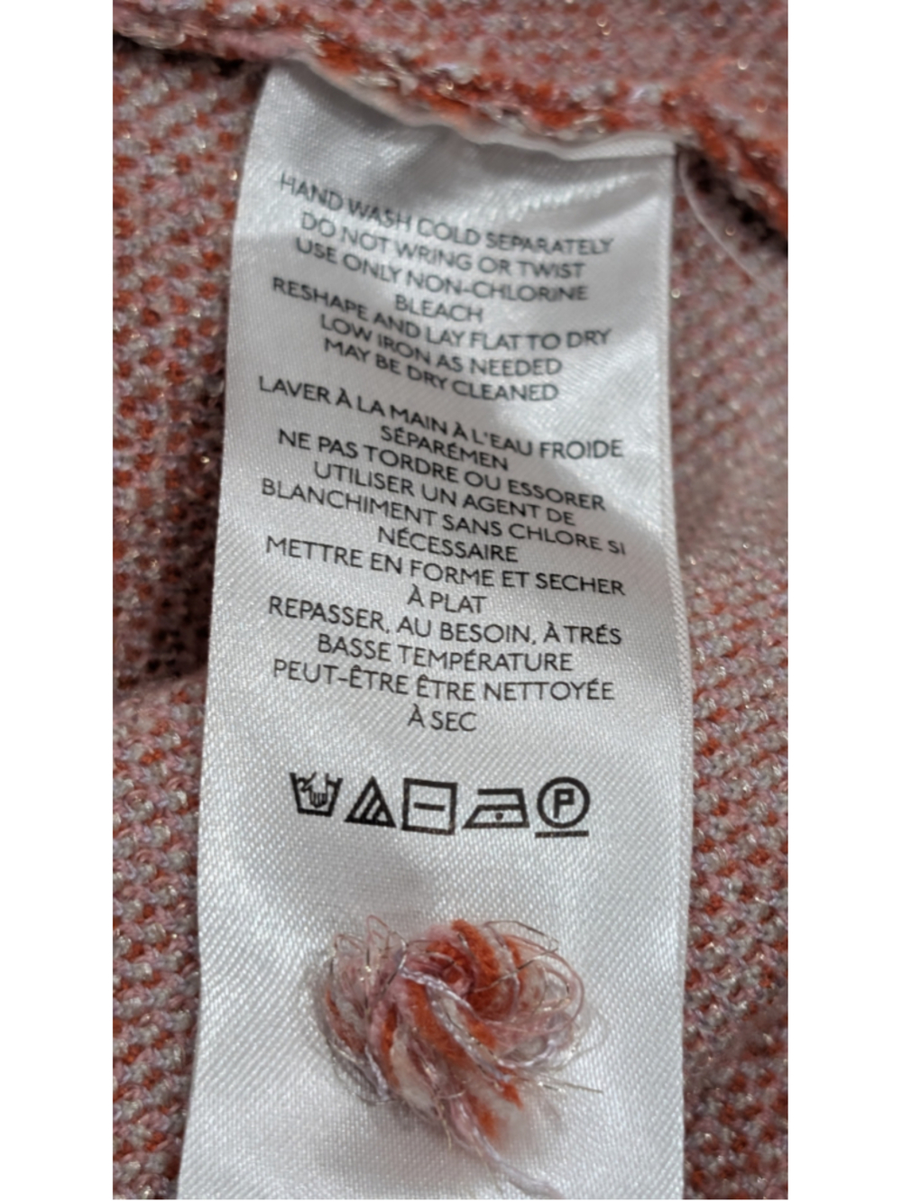 Anthropologie Abstract Metallic Knit Mock Neck Sweater Small Pink Orange Balloon - Picture 10 of 11
